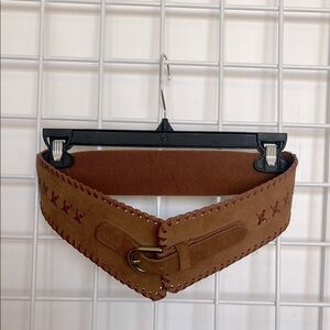 Anthropologie Brown Leather suede corset belt